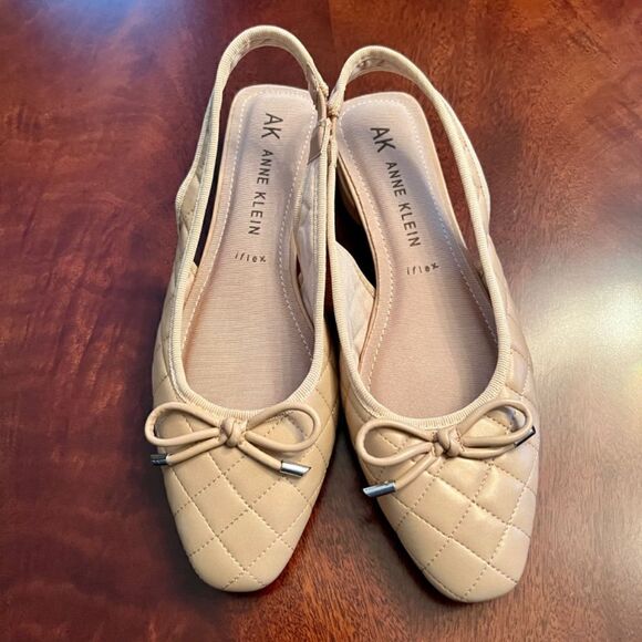 NWOB Anne Klein iFlex Quilted Slingback Ballet Style Flats Shoes Nude Size 9.5 - Picture 2 of 6